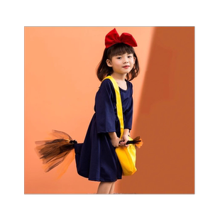 万圣节新款儿童服装小魔女宅急便cos女童演出服宫崎骏琪琪连衣裙