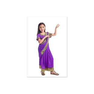 印度女孩纱丽裙巴基斯坦孟加拉国传统民族服饰儿童小女孩公主演出