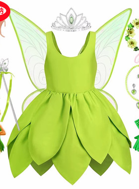 小精灵连衣裙女童花仙子公主裙小叮当tinkerbell圣诞节儿童演出服