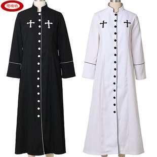 嗯喃呐教堂神职人员牧师万圣节服装女士牧师长袍罗马卡斯带领服装