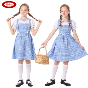嗯喃呐儿童绿野仙踪cos服多罗西桃乐丝格子裙英国舞台表演演出服