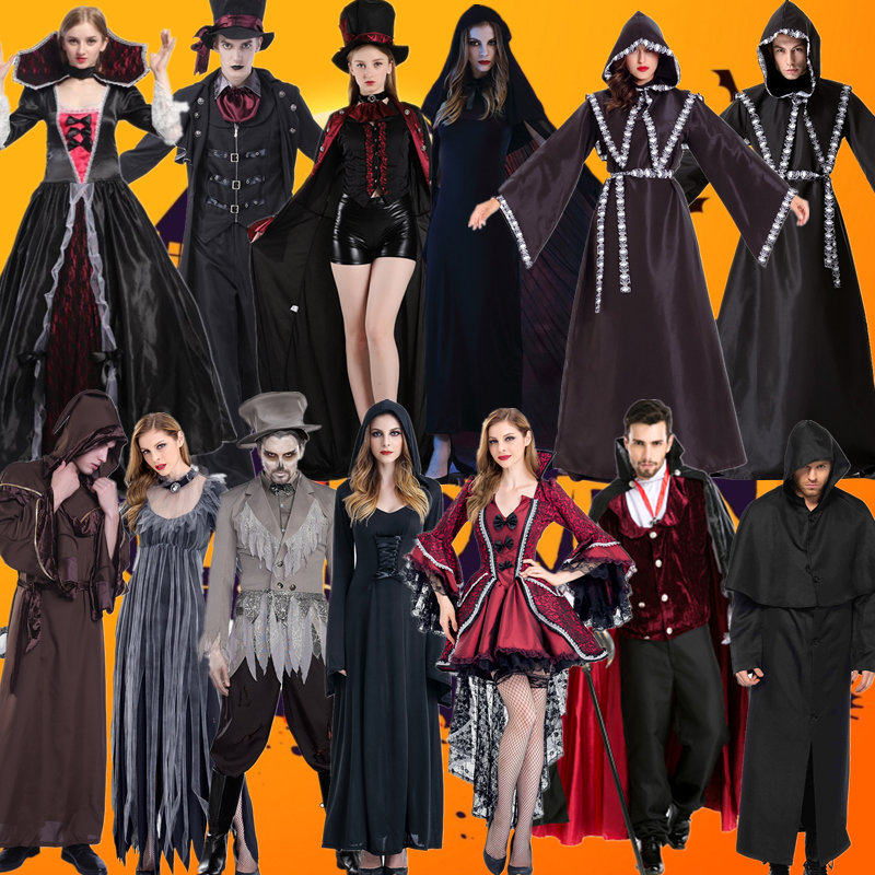 万圣节成人恶魔魔鬼服装男女恐怖伯爵吸血鬼披风死神套装鬼衣服