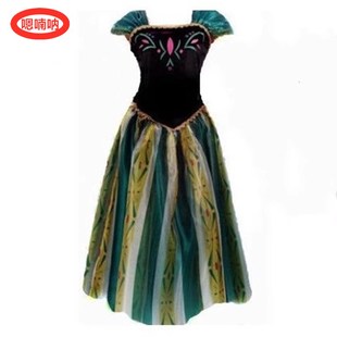 万圣节cos角色扮演绿安娜成人冰雪奇缘迪士尼公主裙女王加冕服装