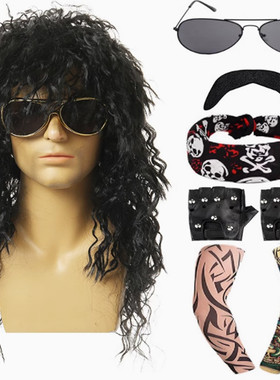 万圣节派对假发朋克重金属迪斯科欧美男女嘻哈摇滚 dicos项链假发