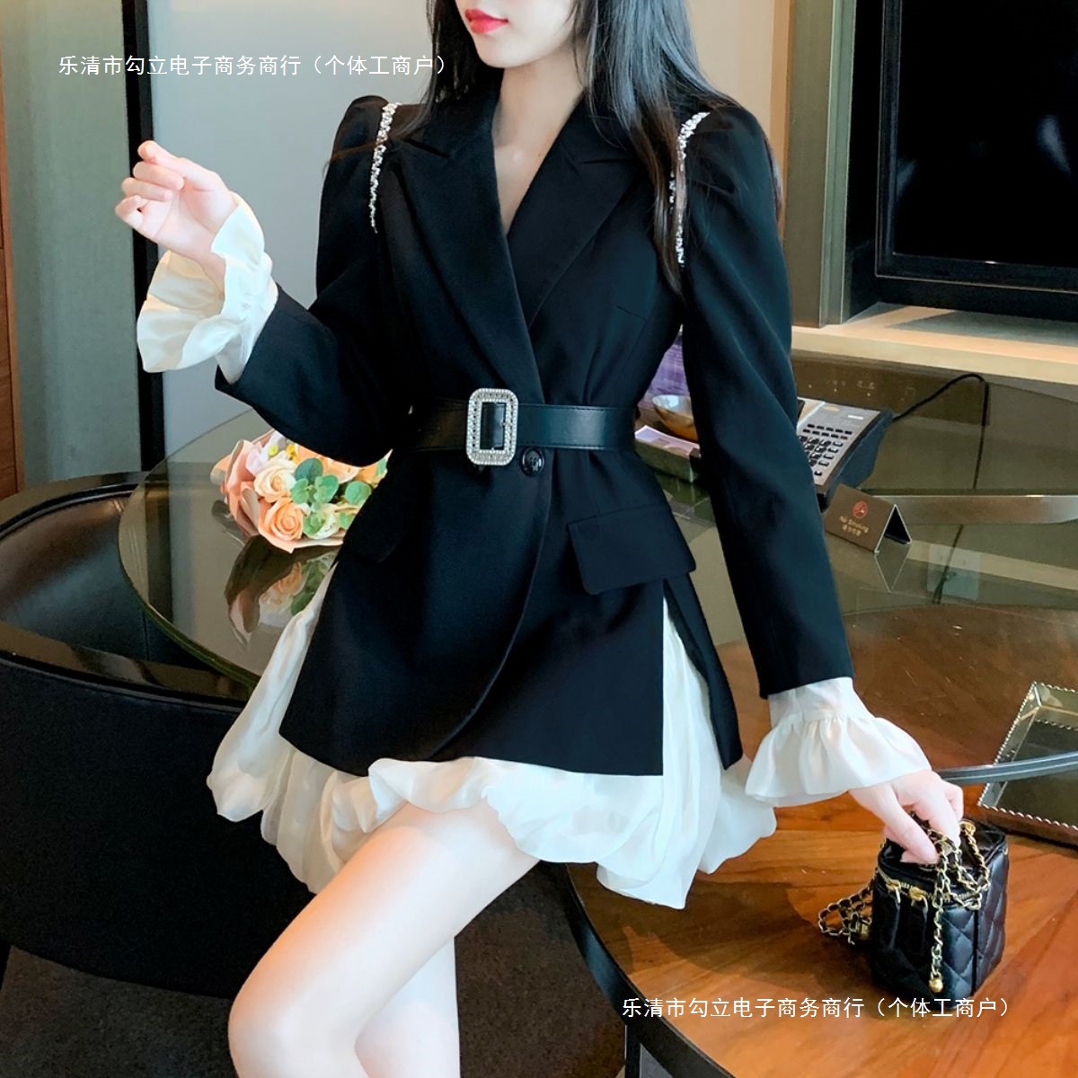 气质名媛小香风西装套装女2025新款春秋感小个子蓬蓬裙两件套