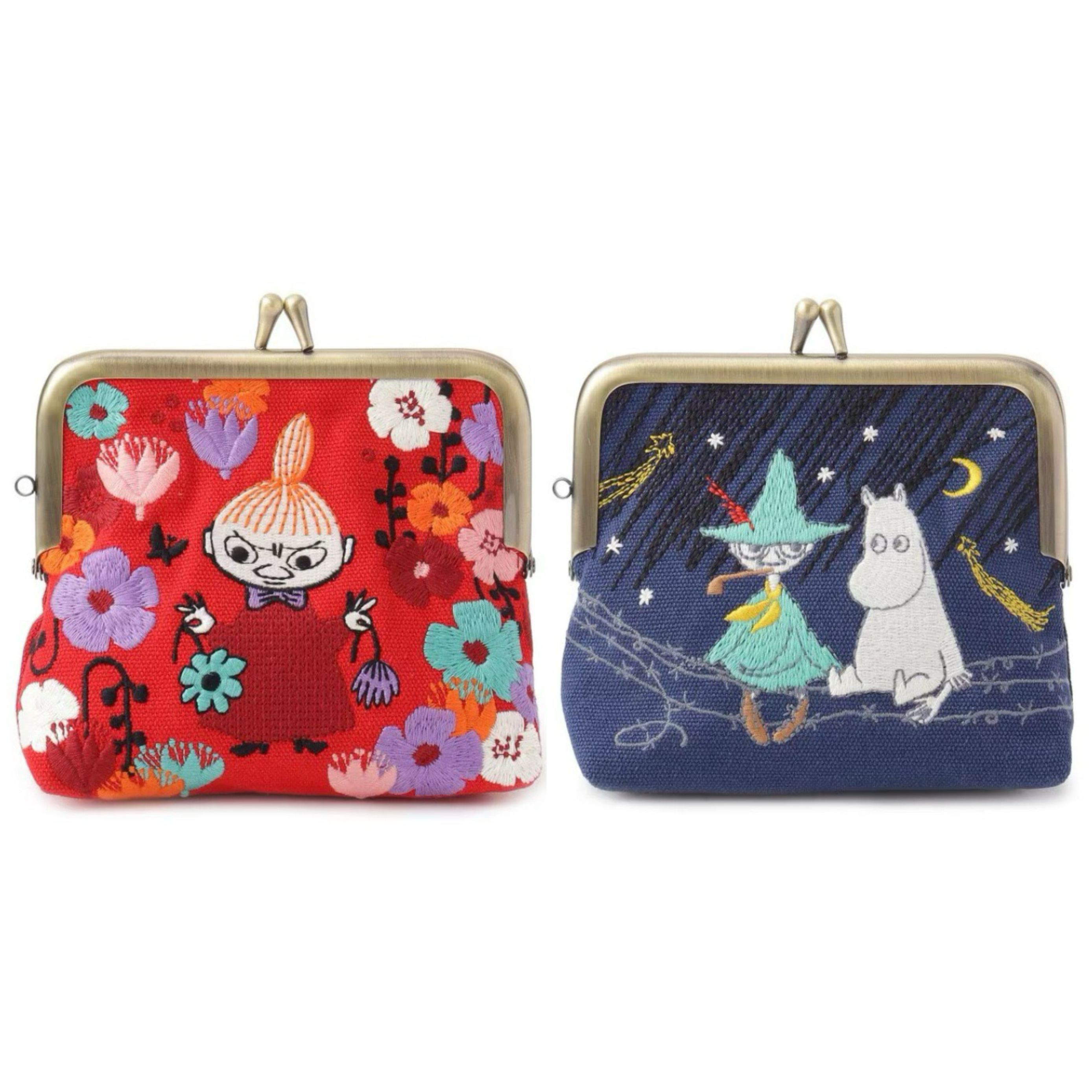 现货日系卡通姆明刺绣口金包小巧收纳包多功能零钱包可爱口红小包