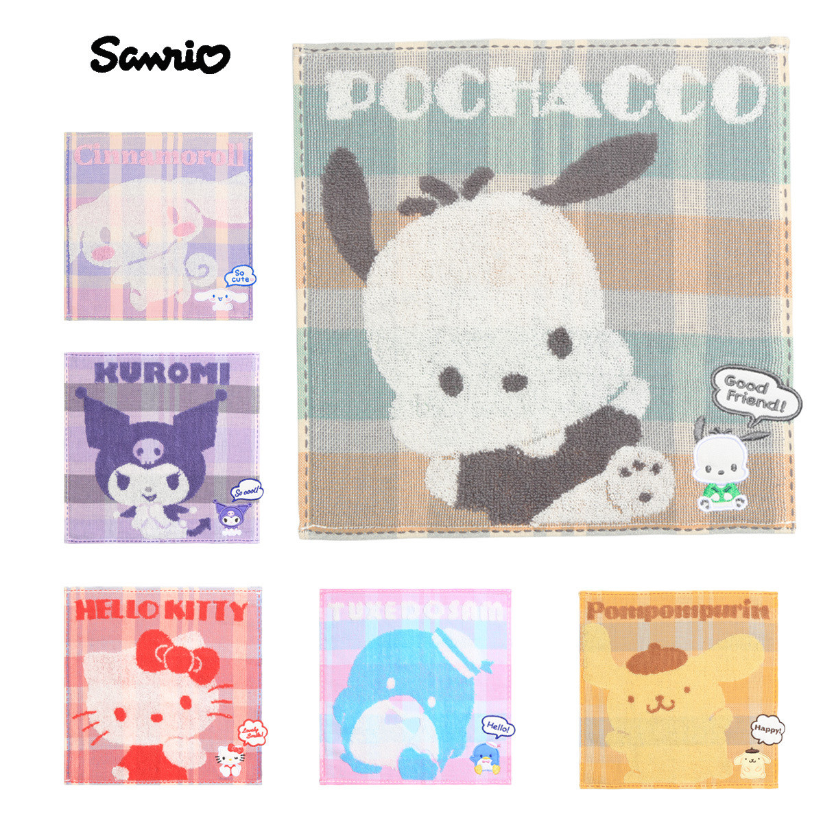 现货出口日本玉桂柔软吸水纯棉手帕手绢卡通刺绣提花小毛巾面巾