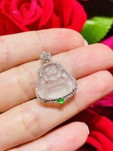 缅甸翡翠A货正品 高冰种坐佛吊坠 镶嵌18 K金搭配壮实时尚百搭款