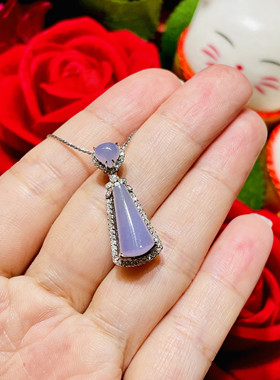 缅甸翡翠A货正品 紫罗兰吊坠 镶嵌18K金搭配钻石时尚百搭重金豪镶