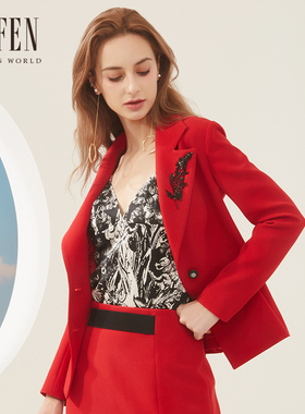 FUFEN福芬西装外套女修身收腰显瘦职业气质短外套上衣女SY-13801