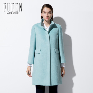 FUFEN福芬秋冬专柜新款女式马卡龙色中长毛呢大衣D-8838