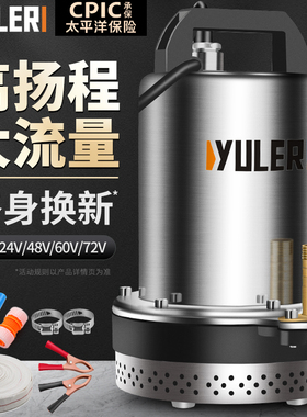 渝乐12V直流潜水泵24V48V60V72V伏电瓶电动车抽水泵机灌溉农用
