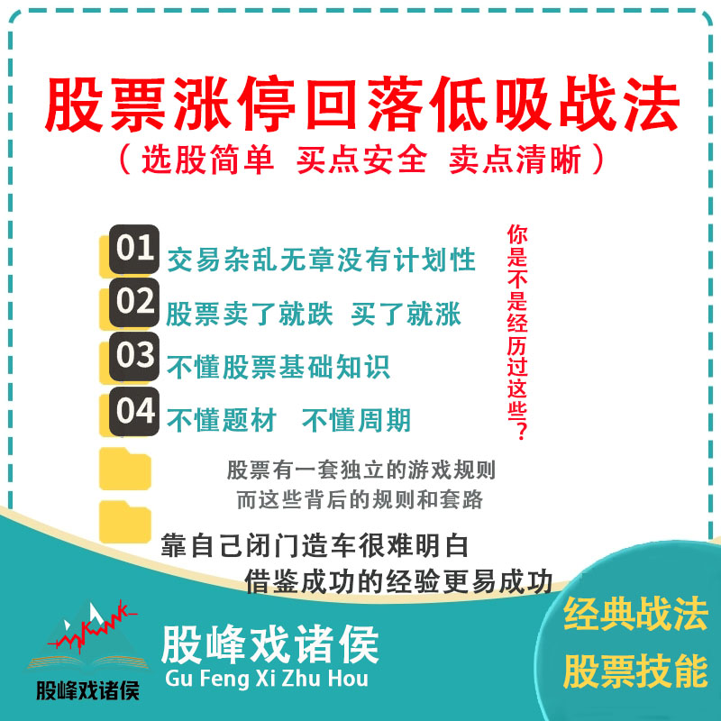 涨停回落低吸战法涨停回马枪股票短线回调低吸炒股教程实战课程