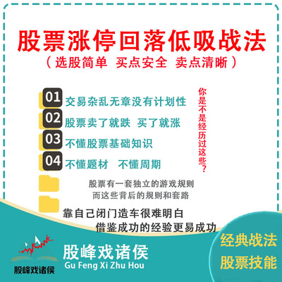 涨停回落低吸战法涨停回马枪股票短线回调低吸炒股教程实战课程