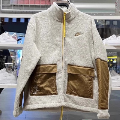 NIKE耐克男子冬季拼色大口袋刺绣羊羔绒外套夹克上衣FV4022-072