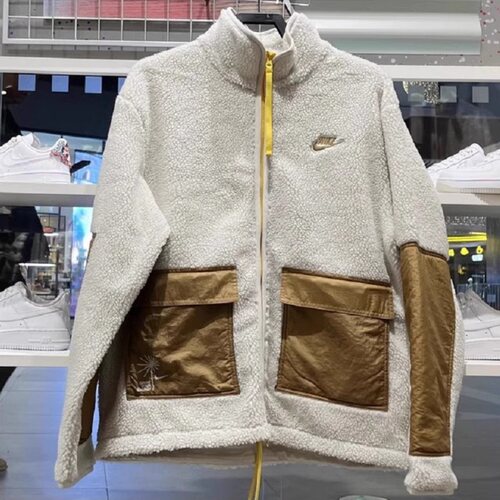 NIKE耐克男子冬季拼色大口袋刺绣羊羔绒外套夹克上衣FV4022-072