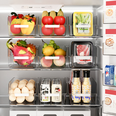 升级款食品级PET冰箱橱柜台面收纳盒零食杂物收纳筐SXM