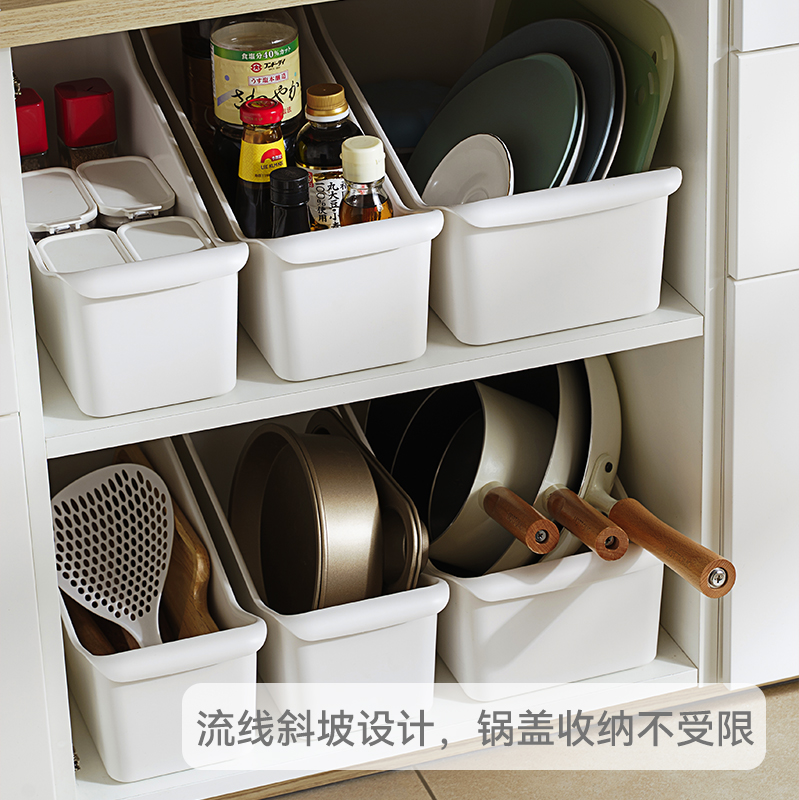厨房锅具收纳盒橱柜锅盖架整理水槽下滑轮杂物收纳神器JC