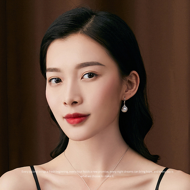 小绿叶纯银珍珠耳钉女适合圆脸的耳环网红小众设计高级感气质长款