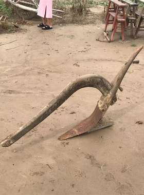 怀旧复古老木犁农村耕地农具老式牛犁老物件民俗馆装饰摆件道具