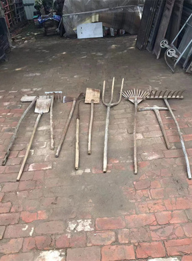 耙子铲子套装民俗怀旧老物件叉子旧农具工具纪念收藏品农耕摆件