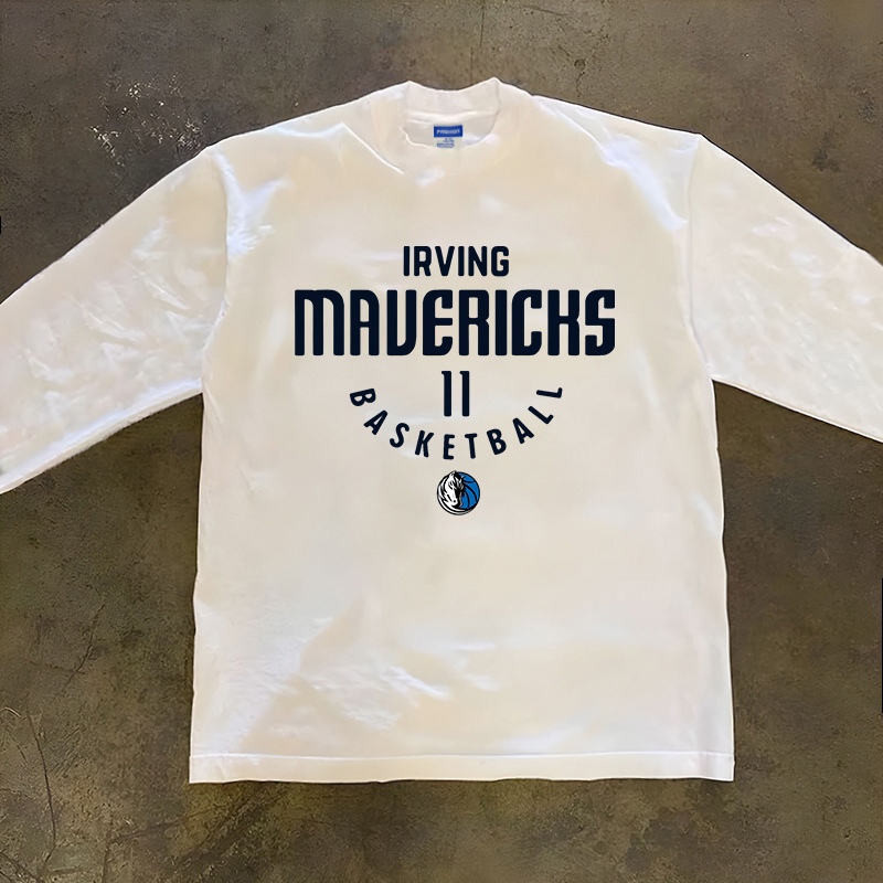 独行侠欧文11号篮球球衣运动休闲长袖T恤男重磅小领口300克打底衫