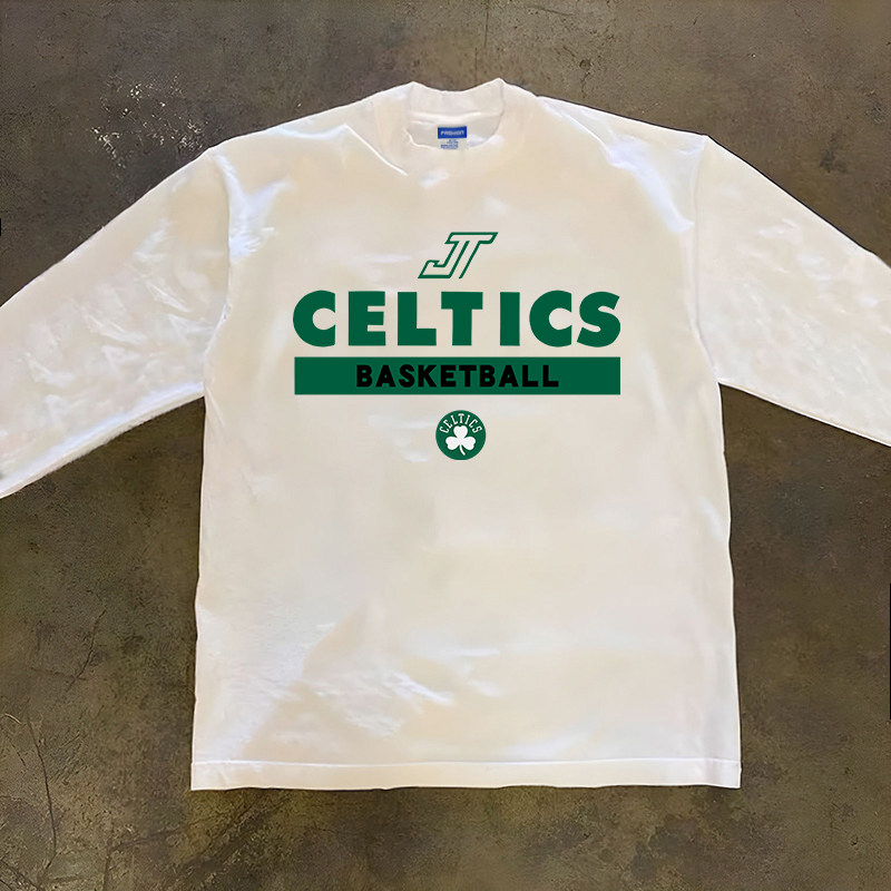 凯尔特人球衣篮球运动休闲长袖T恤男美式潮牌重磅300克打底衫秋衣