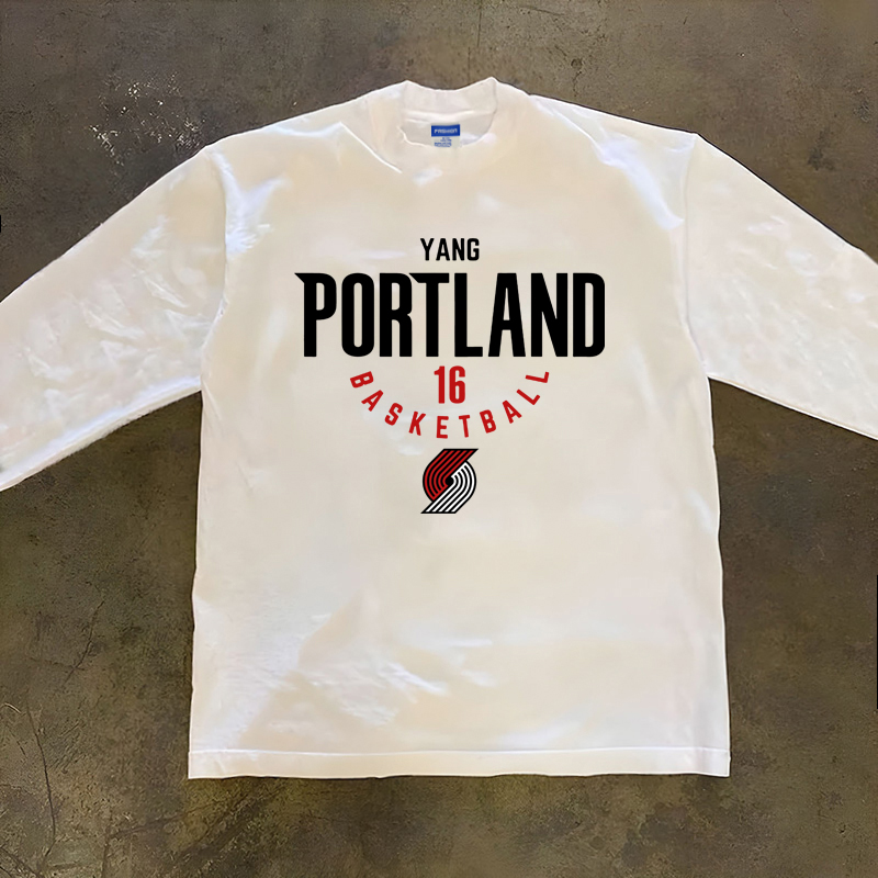 开拓者杨瀚森16号球衣同款短袖T