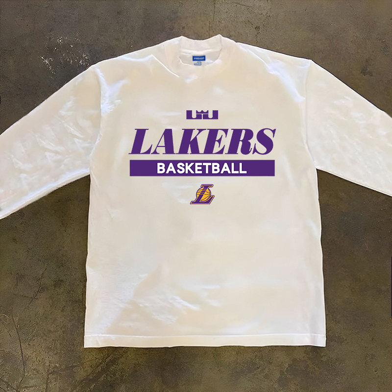 湖人队詹姆斯东契奇短袖T恤篮球运动球衣休闲重磅纯棉长袖打底衫