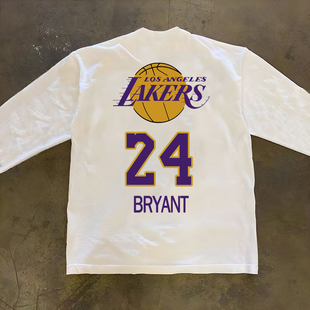 打底 t恤运动休闲重磅300克长袖 美式 篮球黑曼巴湖人队科比24号短袖