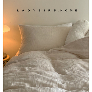 全棉亲肤干爽透气简约日式 云朵棉三层纱四件套 床品 松软 花大哥