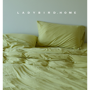 牛油果全棉针织棉四件套纯色简约天竺棉超柔软裸睡纯棉床单床笠式