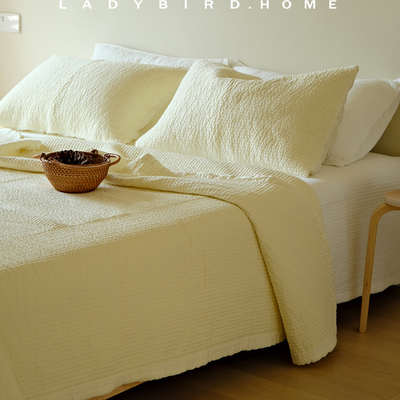 韩国砂洗莱赛尔天丝床盖三件套