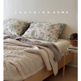 ladybird home肌理感夏季大朵棉棉纱床盖盖毯子 纱布透气空调盖被