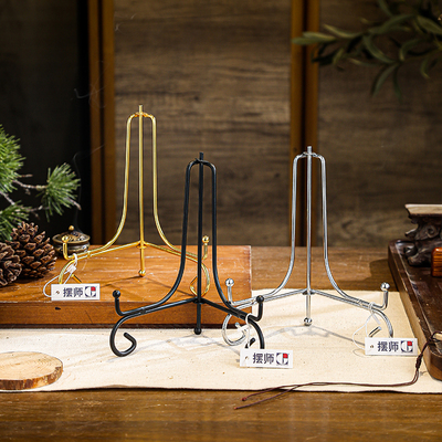 摆师看盘托架普洱茶饼专用架圆表摆设展示底座实心铁艺收纳挂盘架