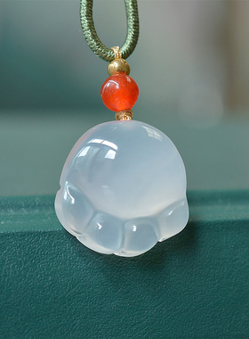 冰种白玉髓猫爪吊坠男女士玛瑙