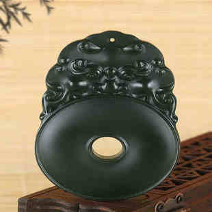 天然和田玉兽面玉牌青玉仿古兽面平安扣招财纳福兽面玉坠玉石项链