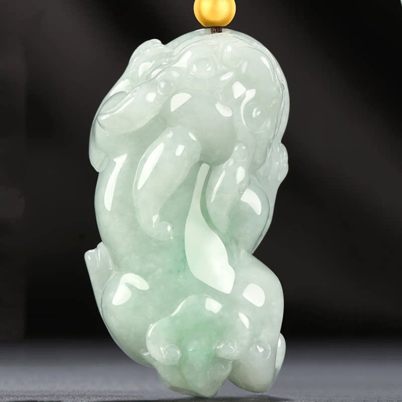 翡翠a货貔貅玉吊坠男女情侣款玉貔貅招财挂件项链玉坠玉石玉貔貅