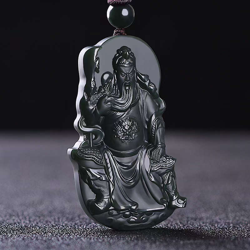 天然和田玉吊坠玉佩武财神