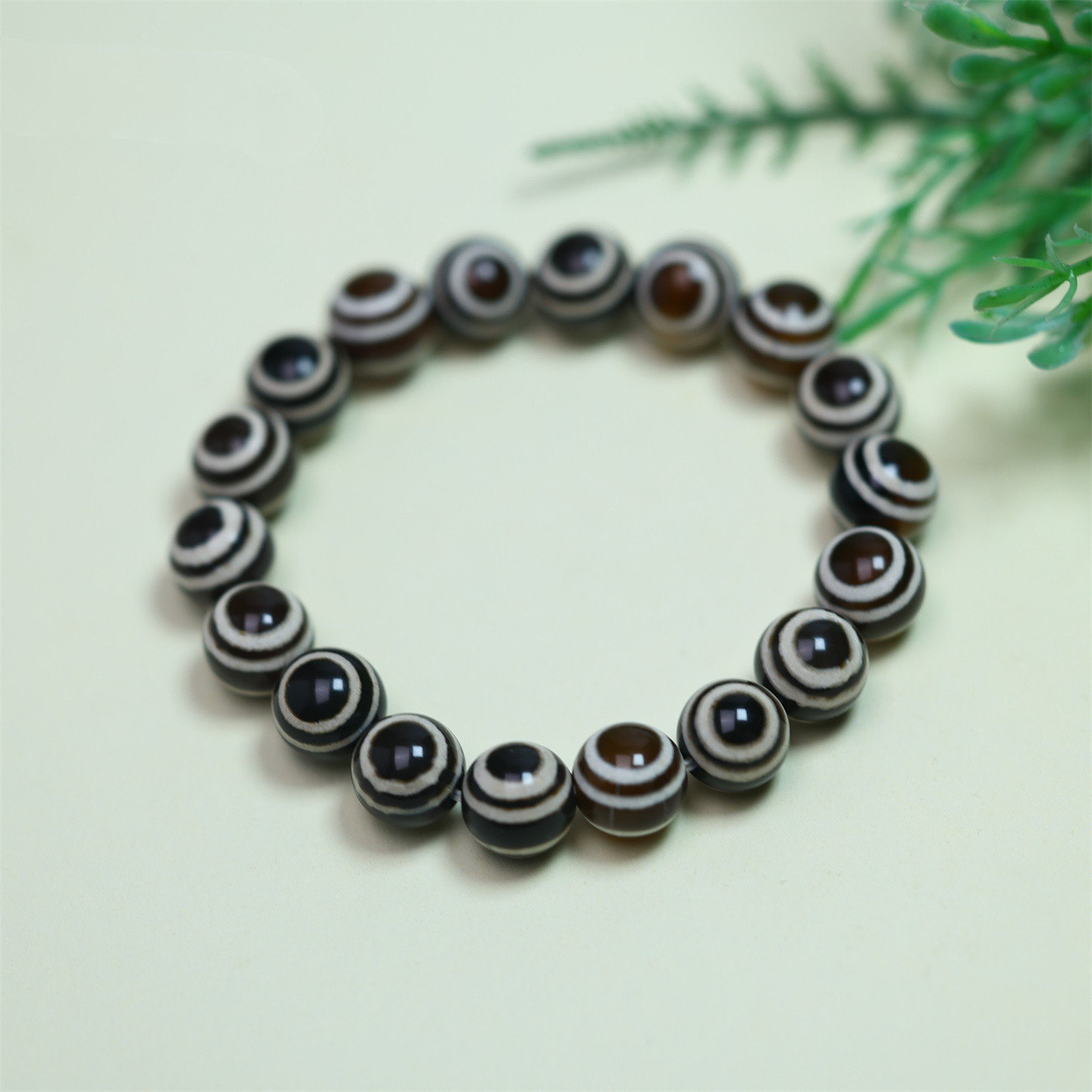 天然缠丝玛瑙天眼佛珠手链手串天珠圆珠念珠手链复古做旧手串男女
