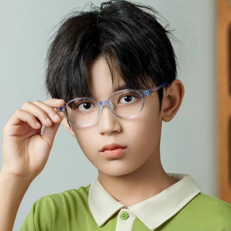 儿童近视眼镜框架超轻小番茄圆形离焦镜片专用10-12岁男女孩透明