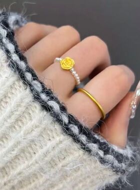 在逃公主甜美玫瑰花戒指