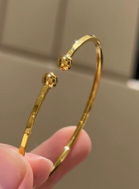 小众简约复古百搭金色手镯