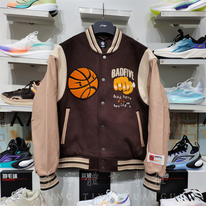 李宁2023冬季新款男子外套反伍BADFIVE潮流休闲宽松短棉服AJMT089