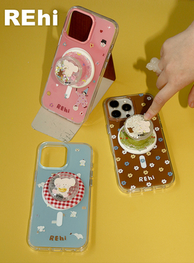 REhi 小象与小熊磁吸手机壳 原创双层imd高透亮手机磁吸壳iphone