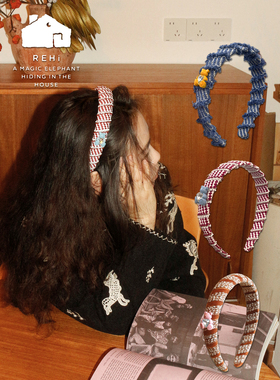 REhi 小熊宝贝发箍 原创手工编织镶钻爱心复古发饰高颅顶日常百搭