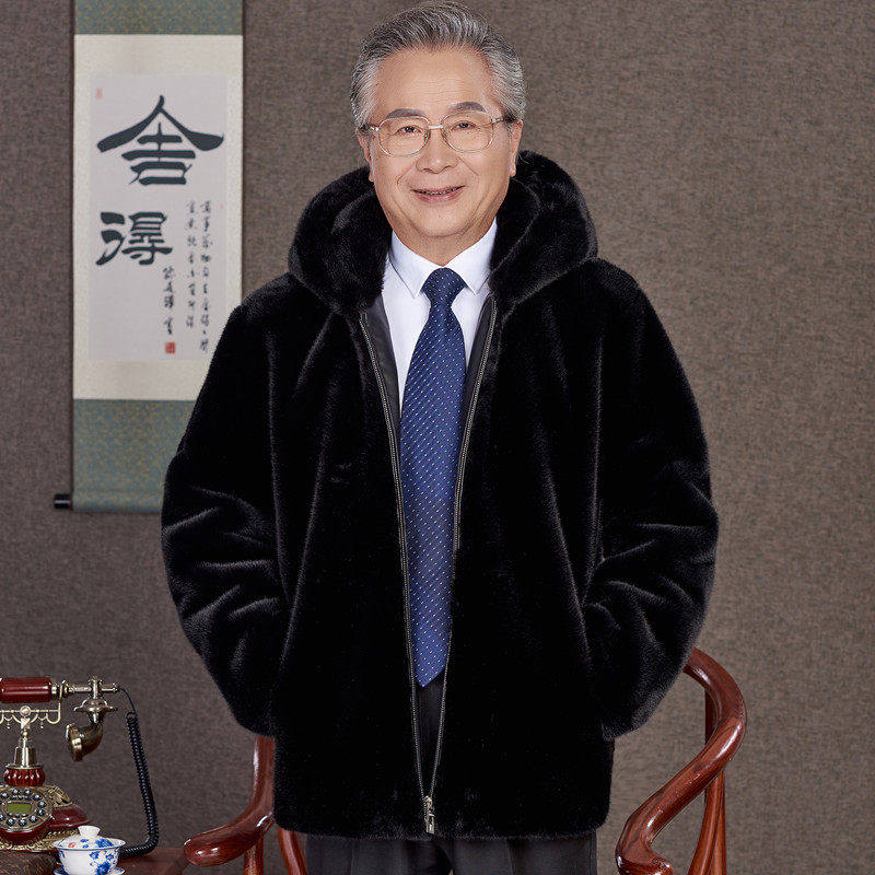 中老年仿水貂男爸爸冬外套老年人棉衣加绒加厚大衣爷爷衣服60-70,男装,皮草,淘宝优惠券,粉丝福利购,淘宝优惠卷
