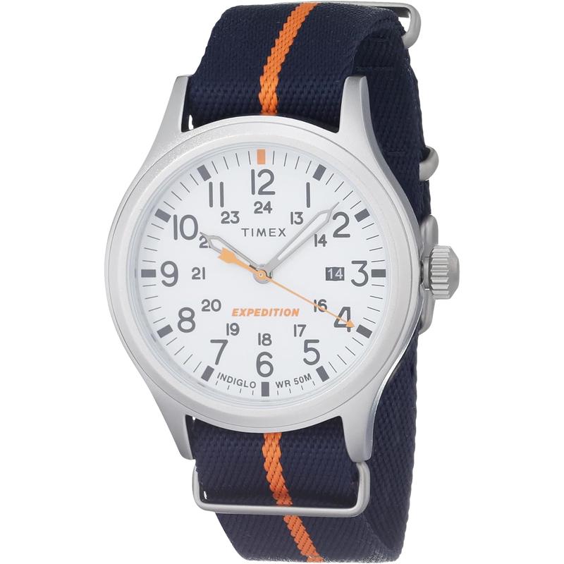 Timex/天美时男士mm石英腕表蓝带白盘防泼水表带