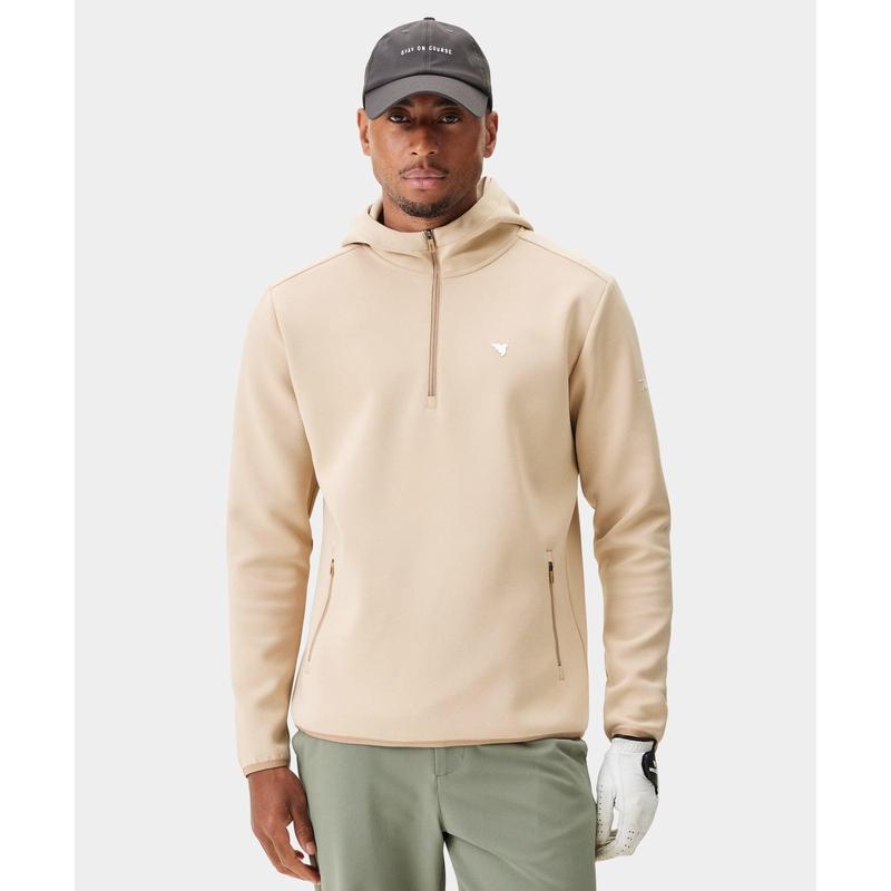 代购MACADE运动卫衣男保暖防风舒适透气米色高领设计拉链装饰