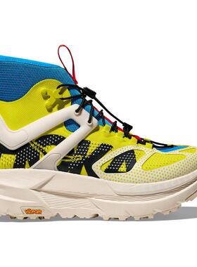 代购Hoka OneOne男女越野跑鞋轻量化缓震防滑耐磨亮黄色蓝色拼接